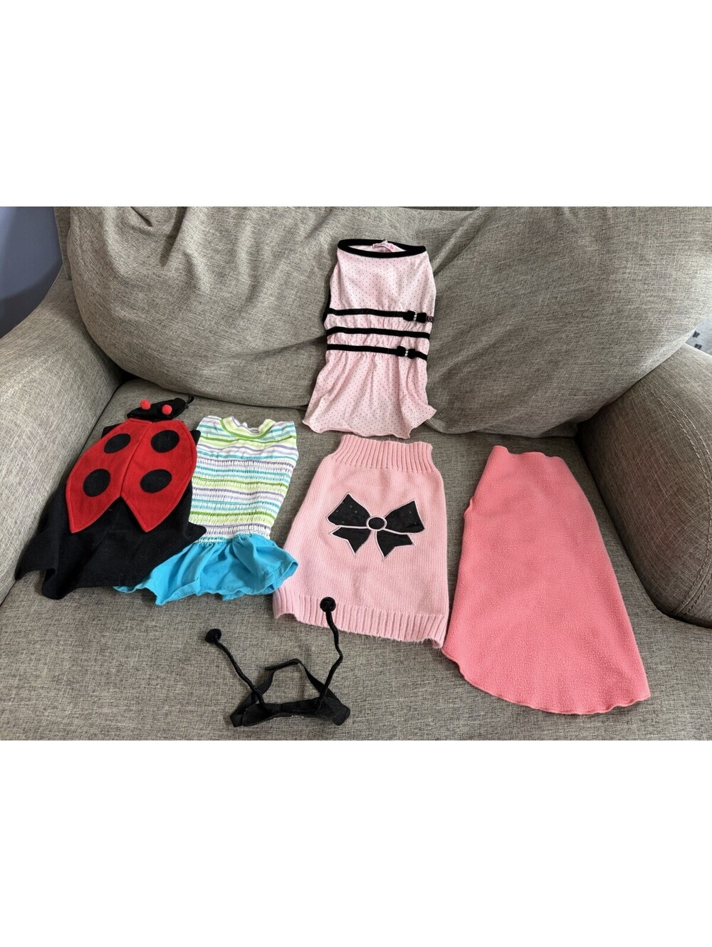 Dog Clothes Lot 5pc LuLu Pink Dress Sweater Ladybug Costume Cape Small